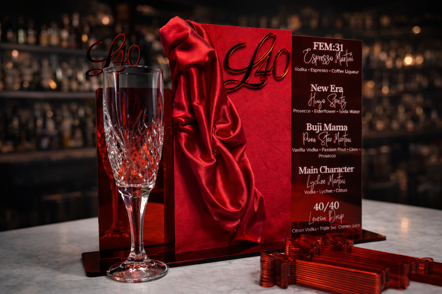 Velour Luxe Acrylic Bar Menu