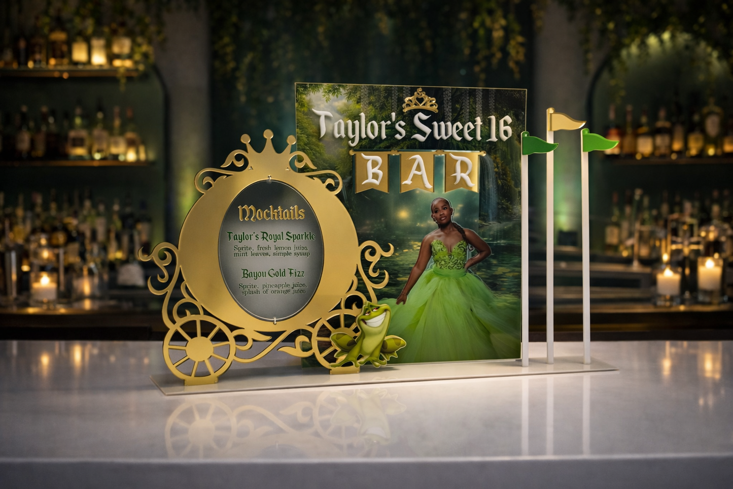 Princess and Carriage Acrylic Bar Menu