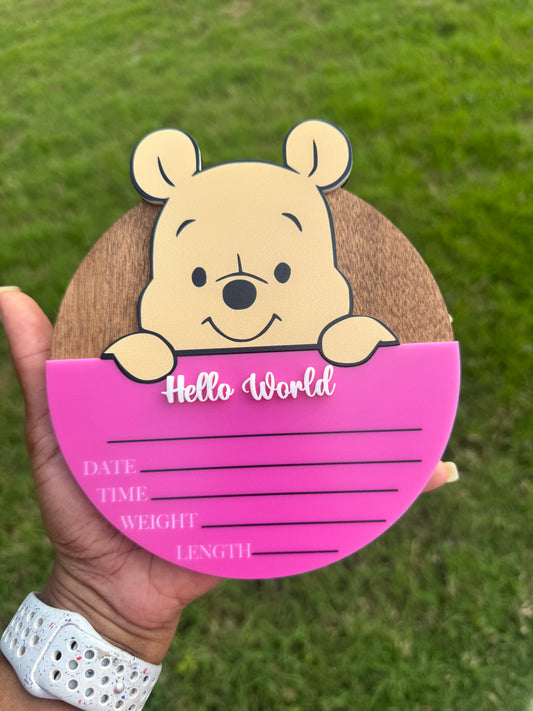 Pooh Bear Birth Announcement