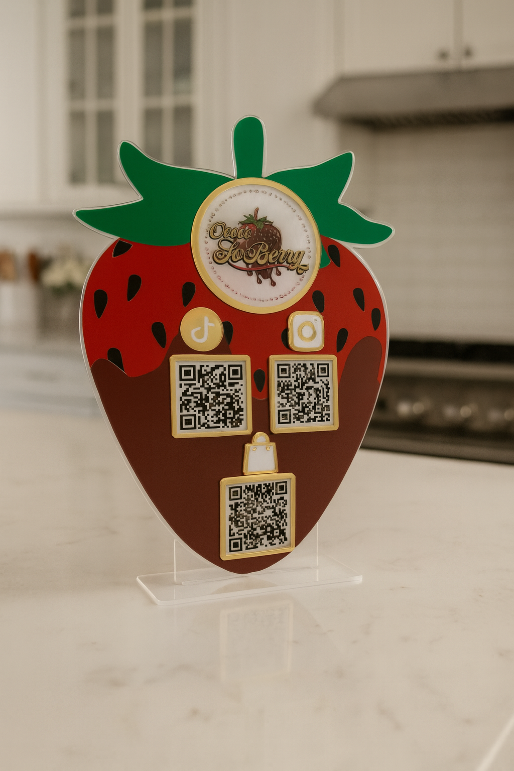 Custom Acrylic Strawberry Scan Sign