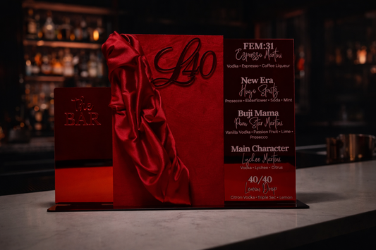 Velour Luxe Acrylic Bar Menu