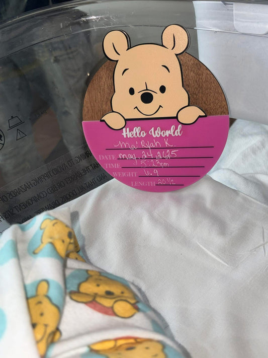 Pooh Bear Birth Announcement